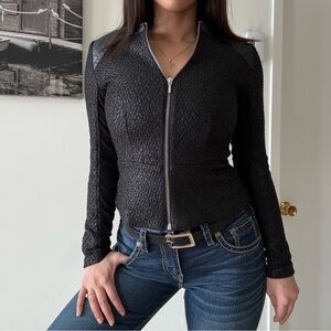 Y2K Black Fitted Cropped Zip Jacket – Glam Goth Preppy